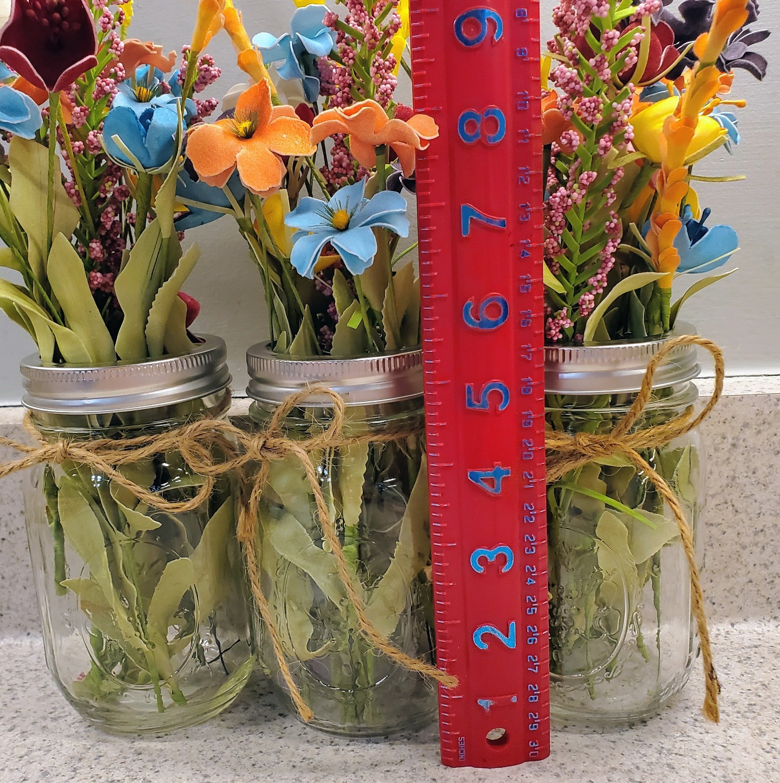 3 Mason Ball Canning Jar FLOWER Bouquet Vase FROG LID Tea Party Shower Wedding