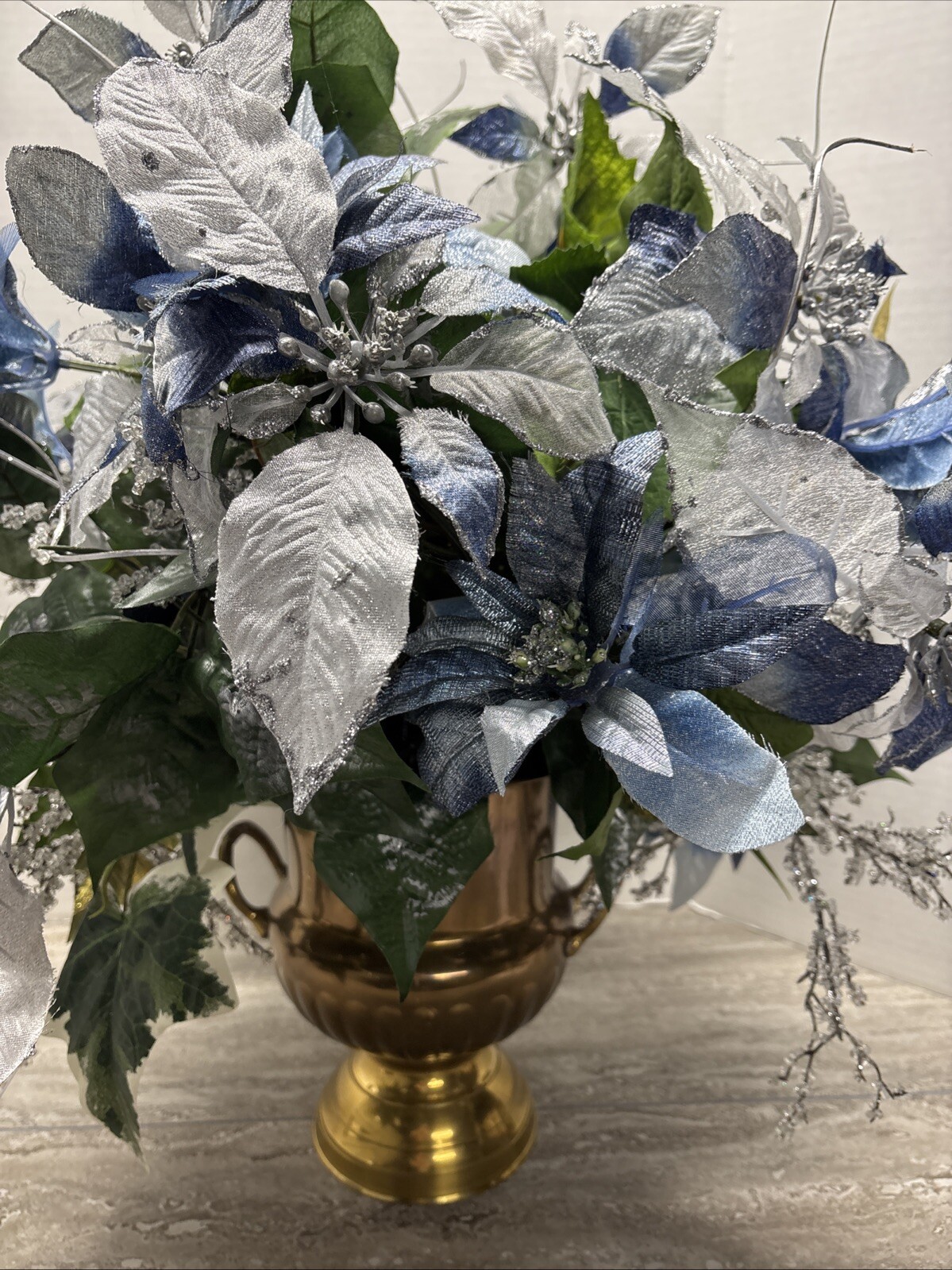 Large Floral Arrangement/ Center Piece In Gold Vase 24×24