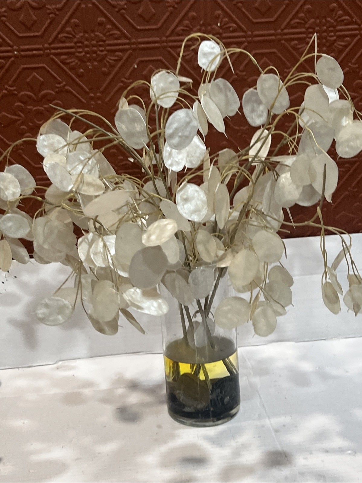 Lunaria Plant Artificial Stems Plant Money Tree In Acrylic Vase Home Decor