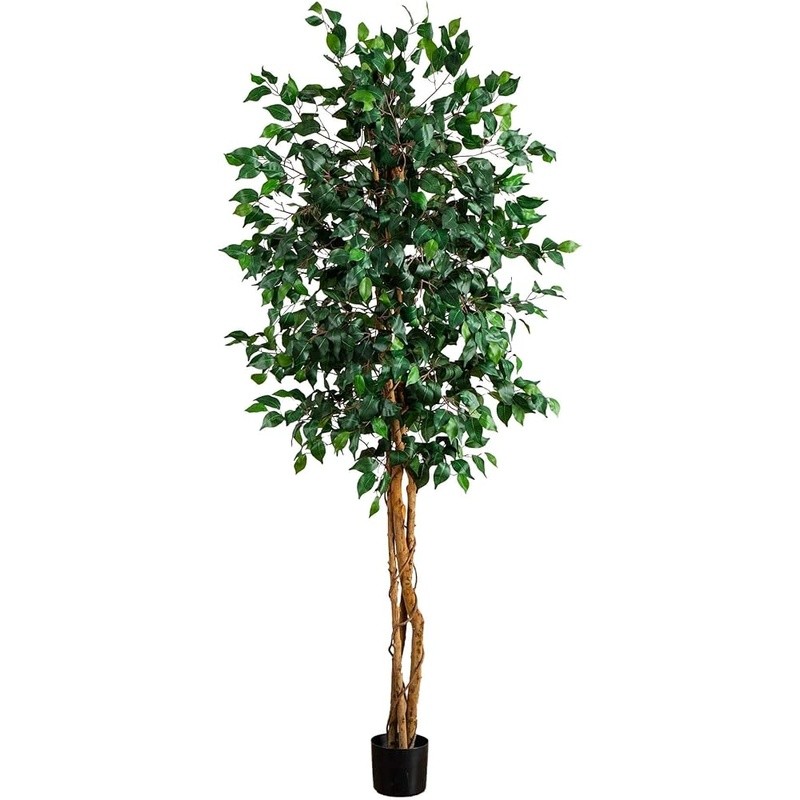 Lifelike Ficus Artificial Tree Maintenance Free Indoor Decor Versatile Accent US