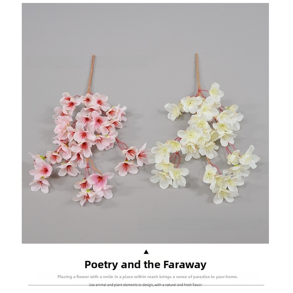 40cm Silk Peach Blossom Branch with 37 Flowers for Wedding Decor Photography