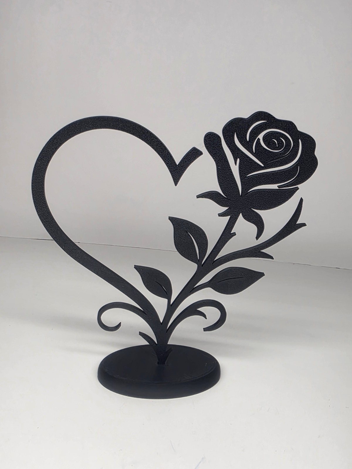 Rose Heart 3d Printed Decor With Stand Love Gift Home Decoration