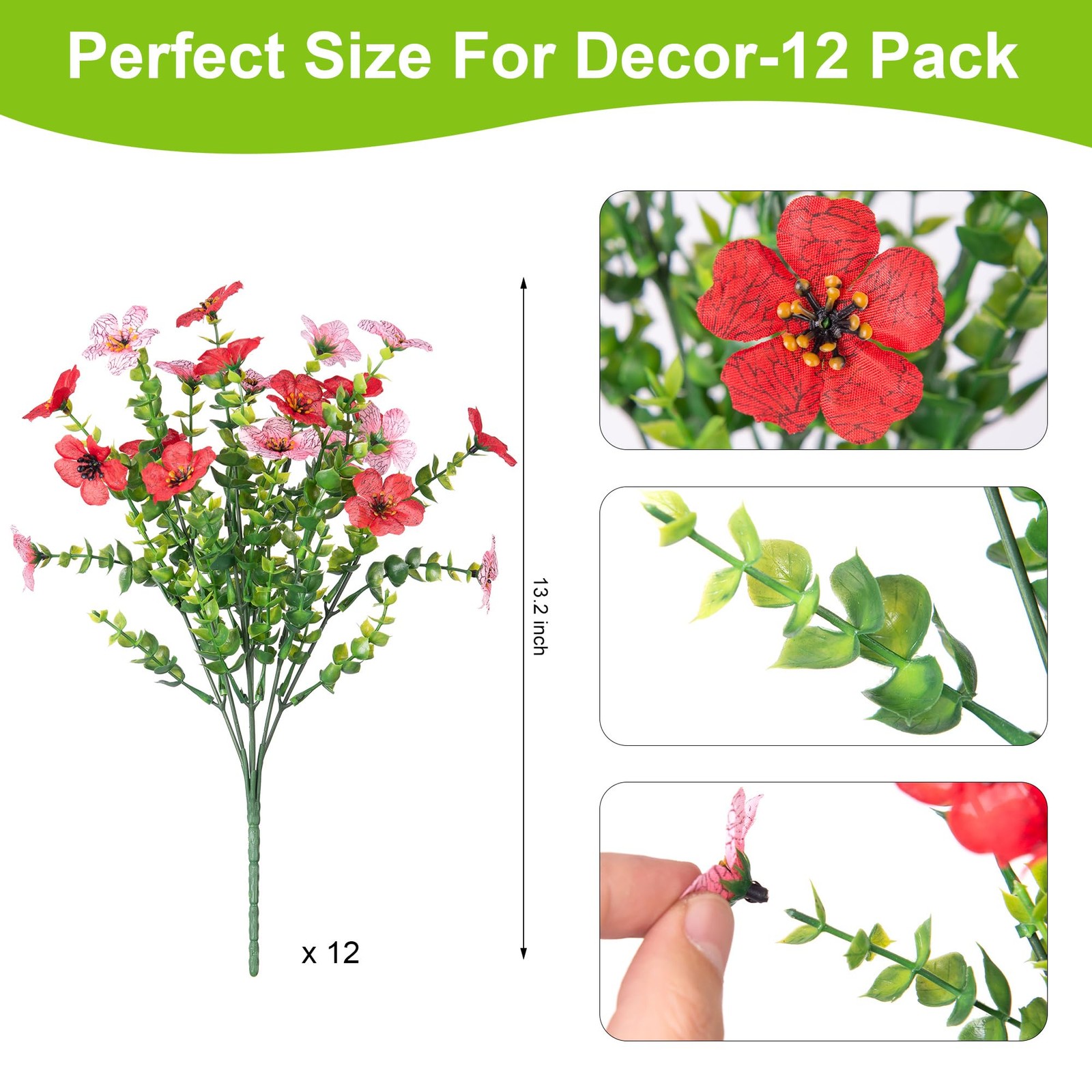 Artificial Fake Mums Flowers for Outdoor Spring Summer Decor, 12 Bundles Faux…