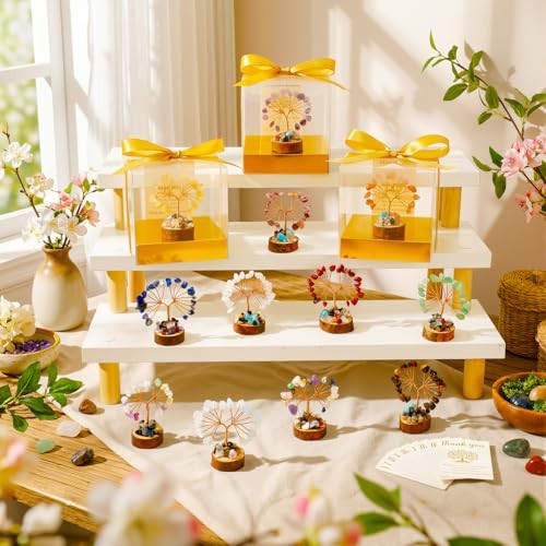 Sets Mini Crystal Tree Return Gifts for Women Sister 3.54 Inch Box 12 Colorful