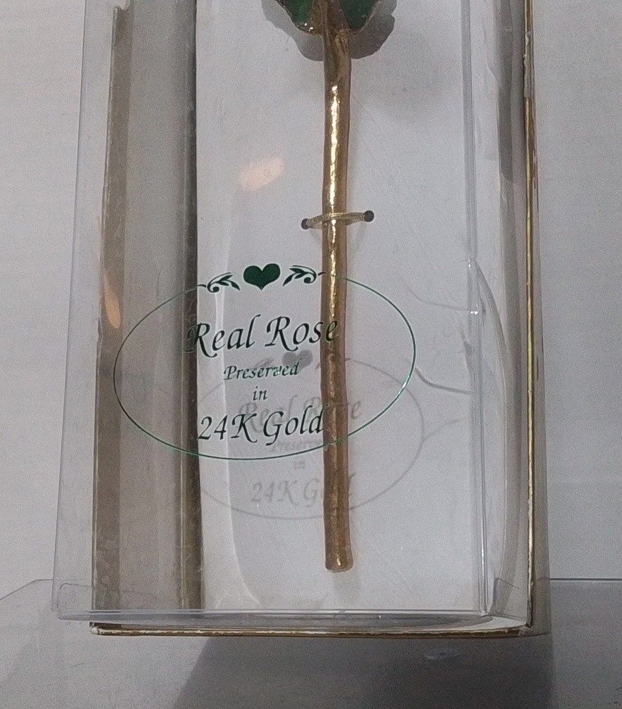 Real Rose Preserved In 24K Gold – Yellow w/Violet Tip