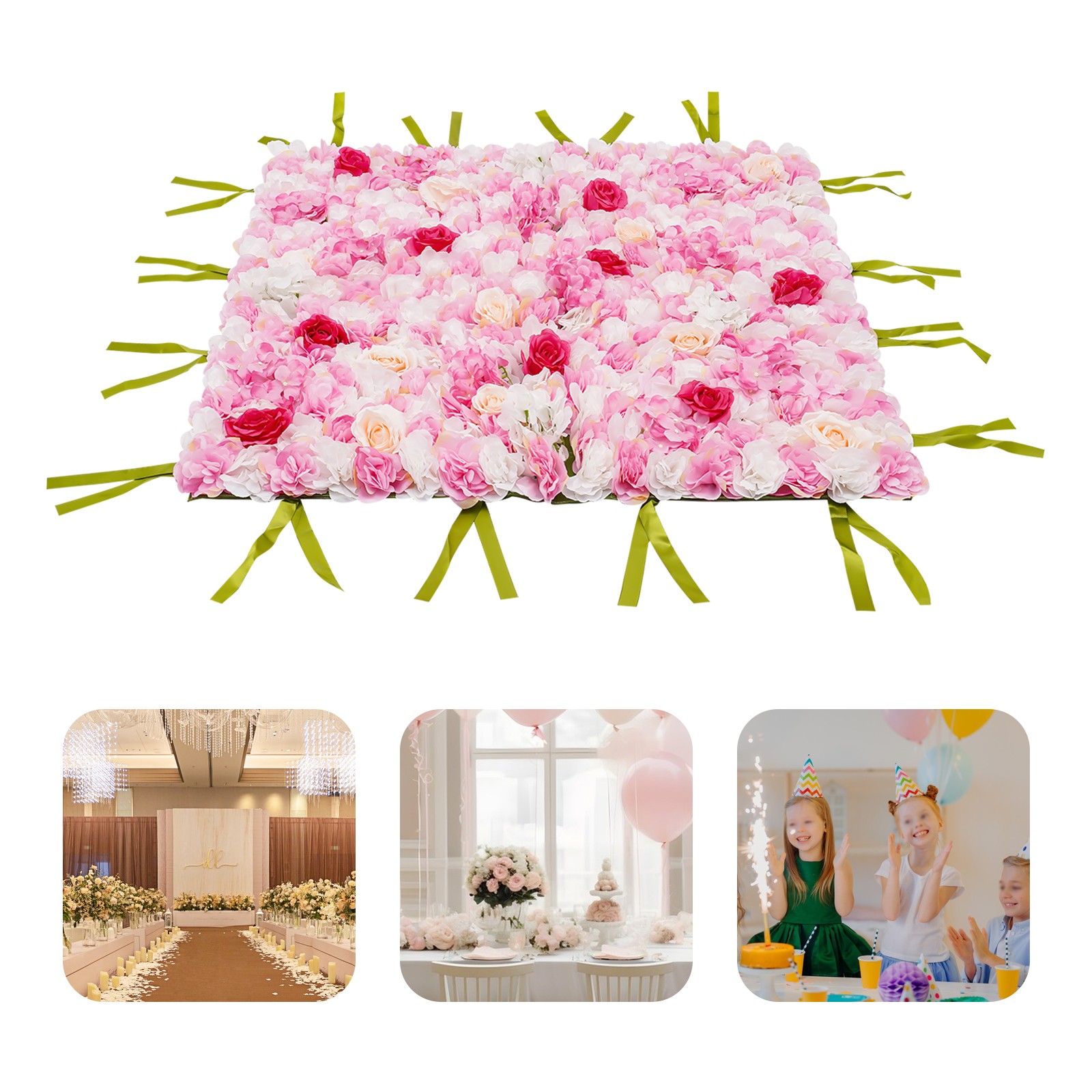 50*50*12cm Artificial Flower Wall Panel Flower Wall Mat Silk Rose Flower Panel