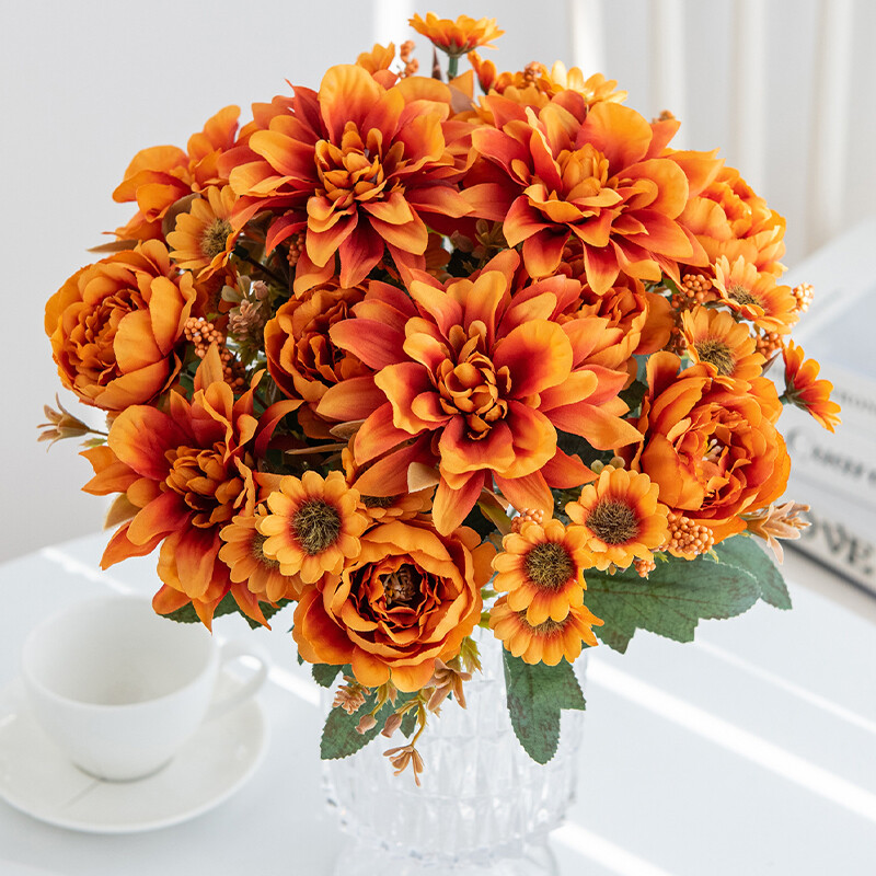 Artificial Flower Similated Silk Dahlia Decoration Bouquet Party DIY Accessories