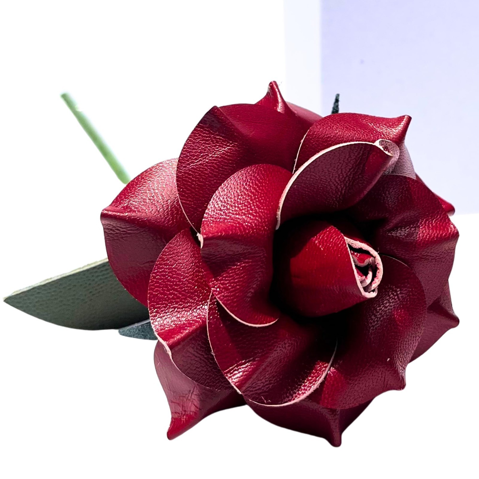 Handmade Leather Rose Gift – Genuine Flower for 3rd Anniversary, Valentine’s Day