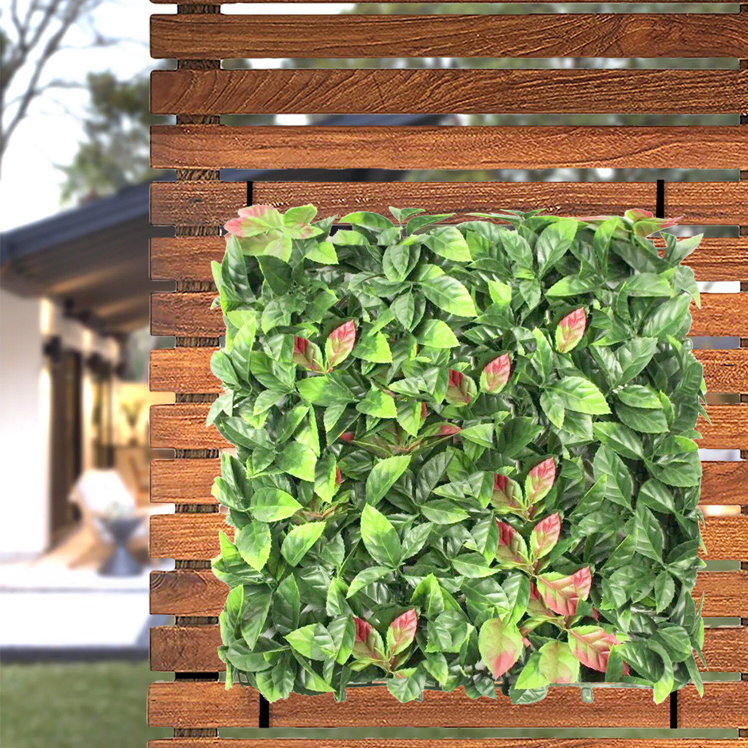 20″x20″ Artificial Faux Leaf Photinia Fence Screen Wall Decor Panel
