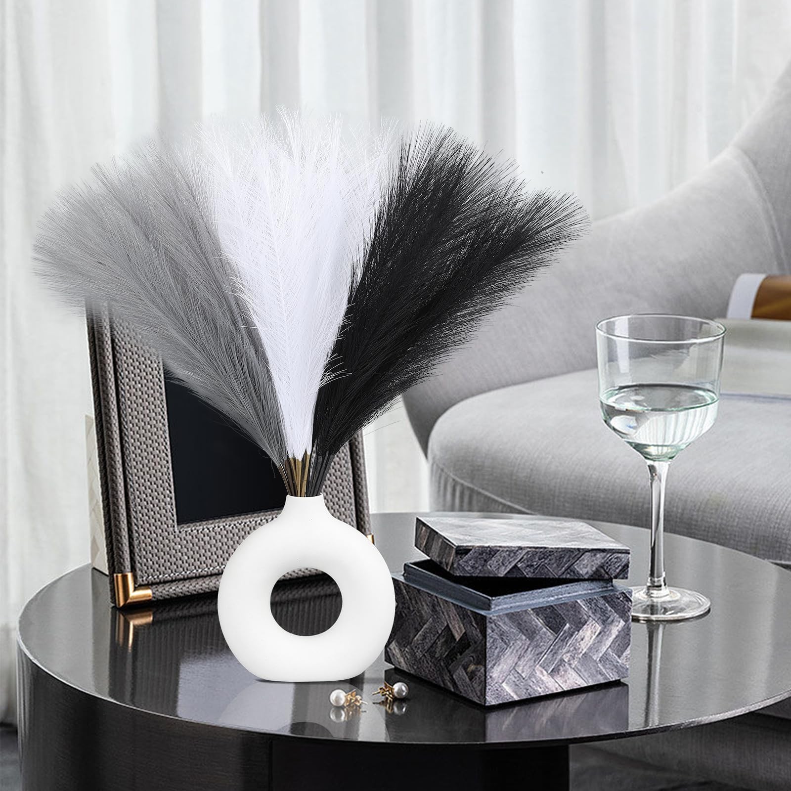 Faux Pampas Grass Decor 17.7 Inch 30pcs, Artificial Pampas Grass Fluffy Home …