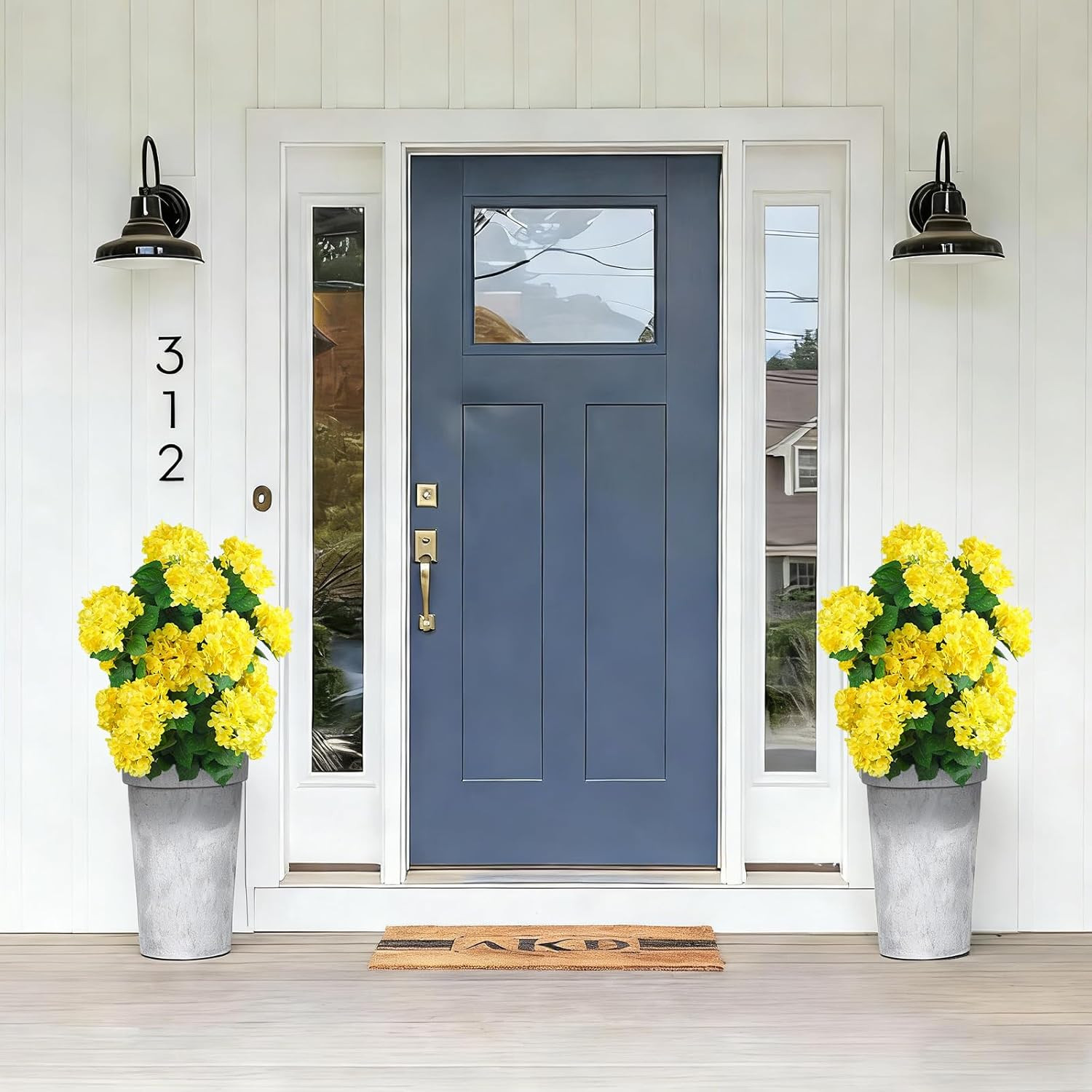 30″ Faux Hydrangea Tree (2 Pack) – Realistic Yellow Flower Decor for Home & Pati
