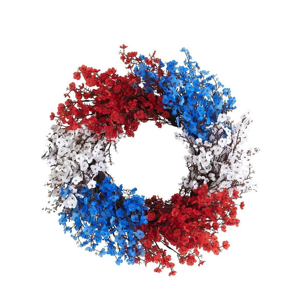 July 4th Silk Wreath Featuring Gypsophila for Wall or Door Hanging Use