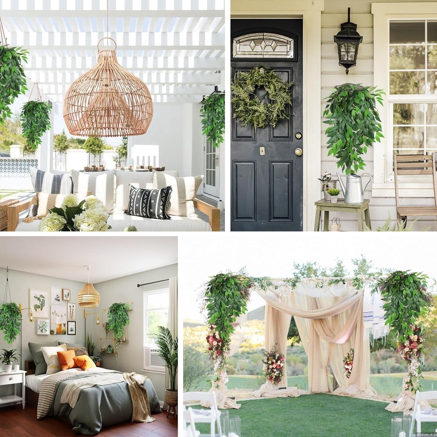 Artificial Hanging Willow Leaves Vine Twigs 2PC Fake Silk Weeping Willow