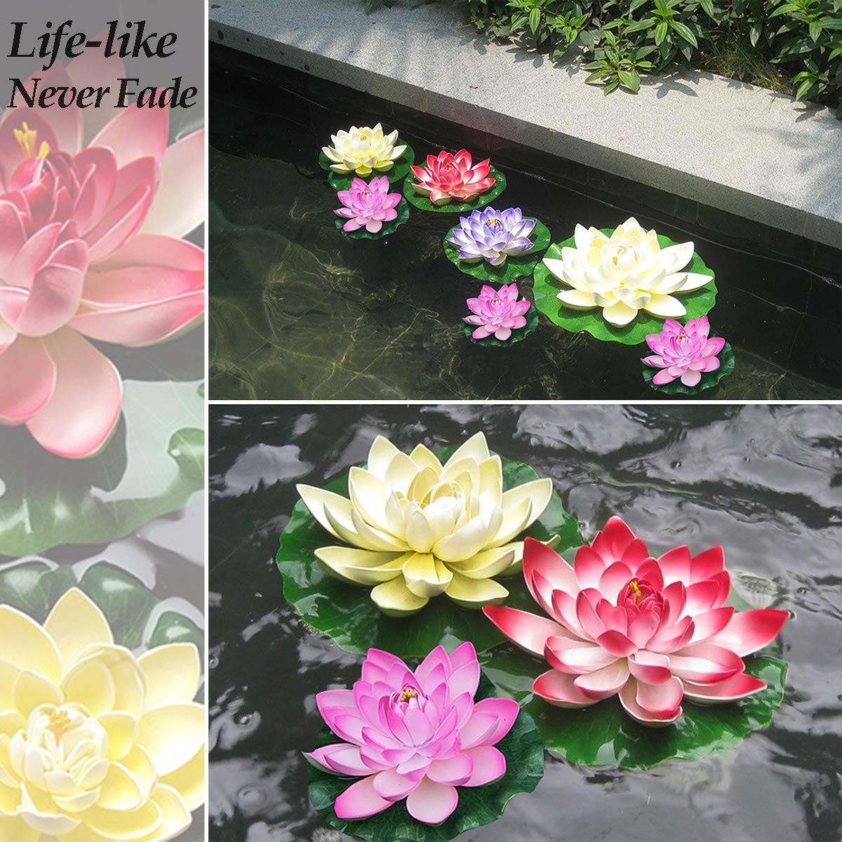Floating Foam Lotus Flower 7″ Peach – Set of 6 for Garden Pond Decor