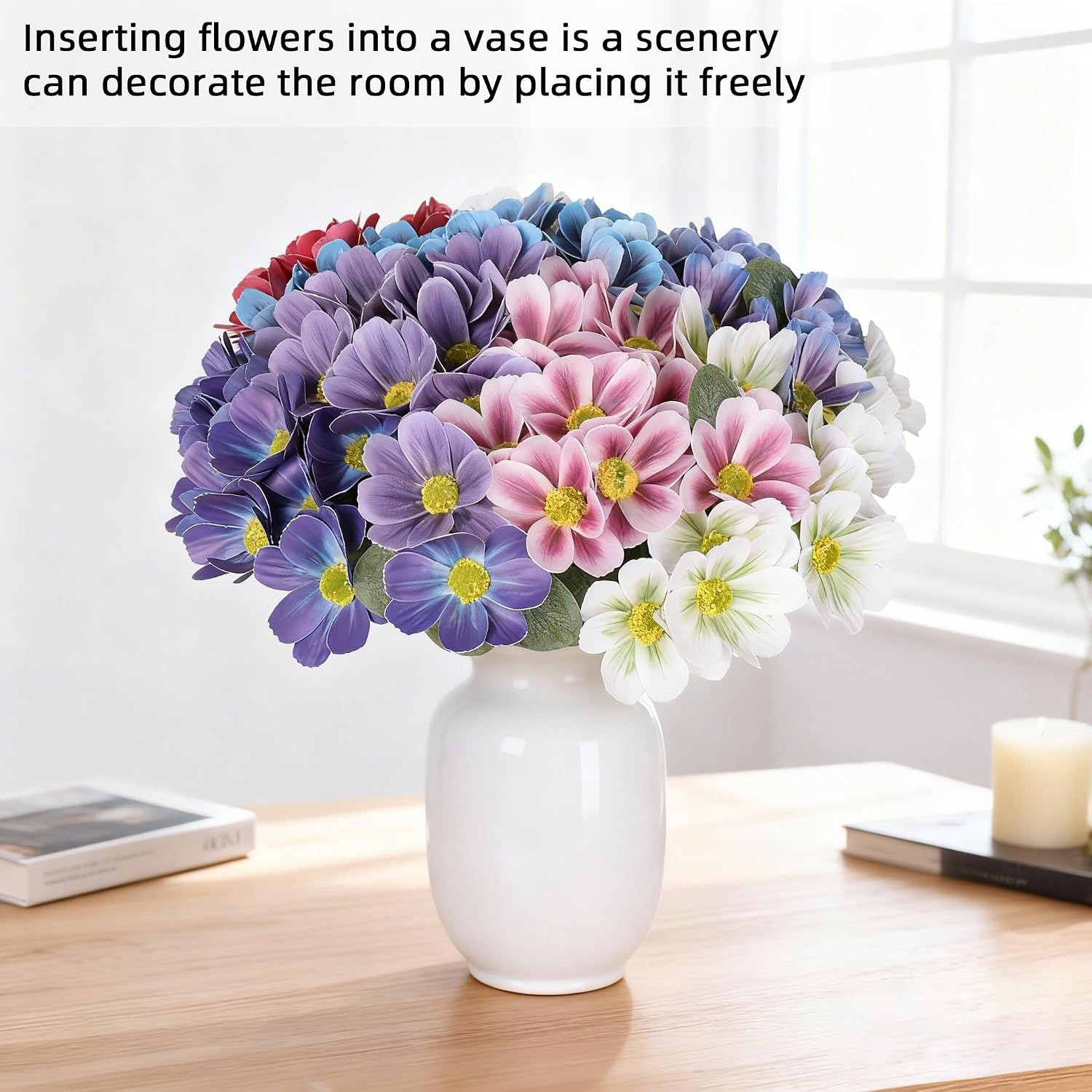 90 Bundles UV Resistant Artificial Flowers for Home, Garden & Wedding Decor
