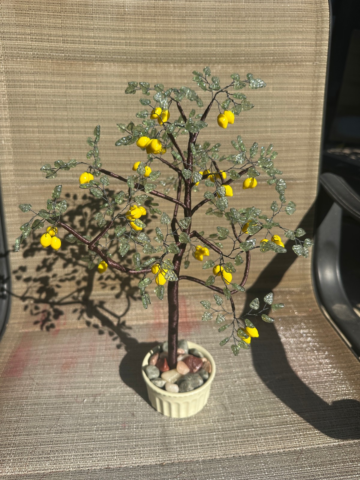 Handmade Happy Lemon Tree Sculpture with Czech Glass Beads