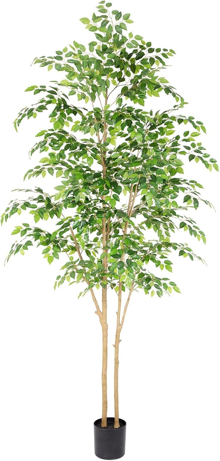 Tall UV Resistant Ficus Tree Artificial，6ft(72in Faux Ficus Tree W/ Realistic