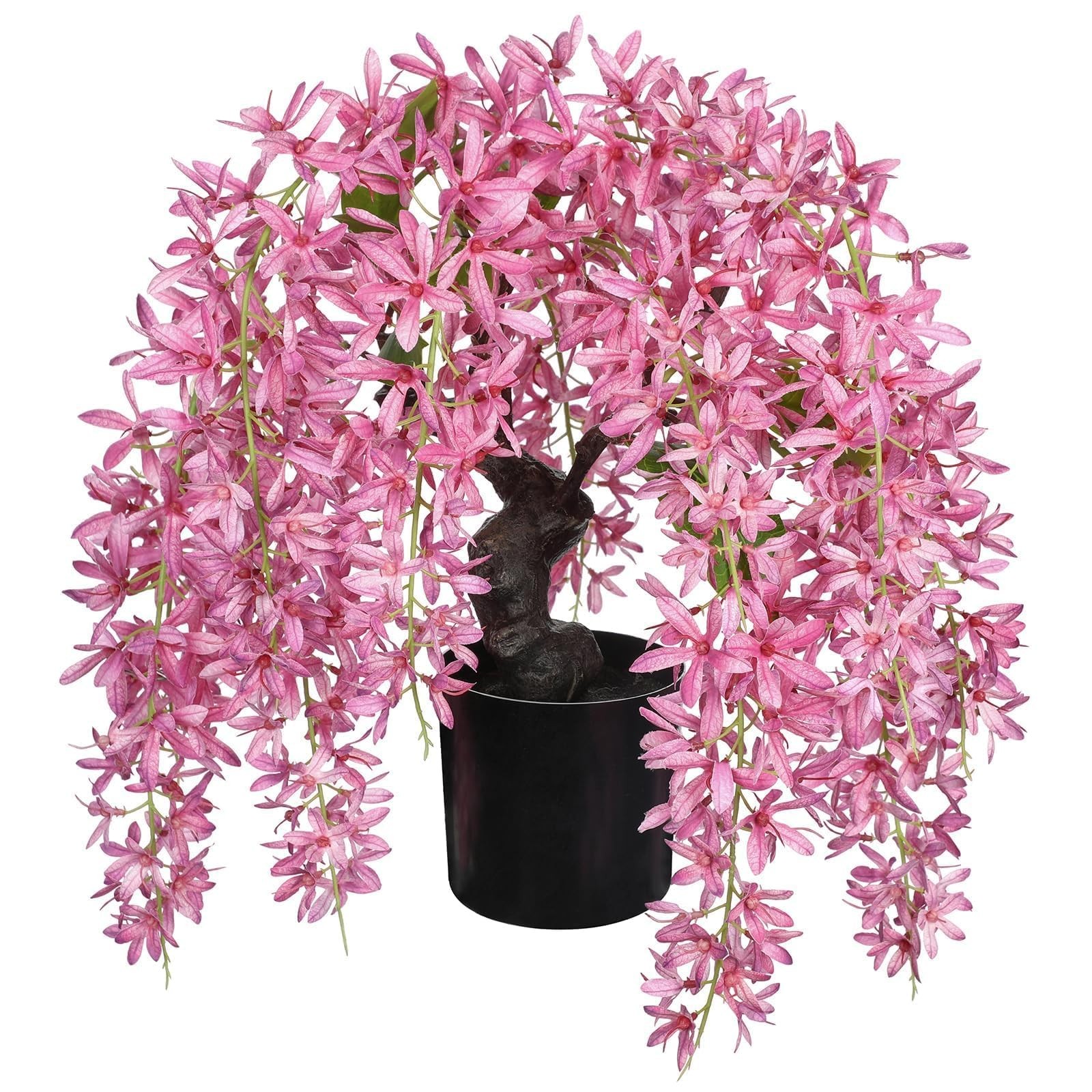 Artificial Flowers 13.8″ Tall Pink Wisteria Realistic Fake Bonsai Tree