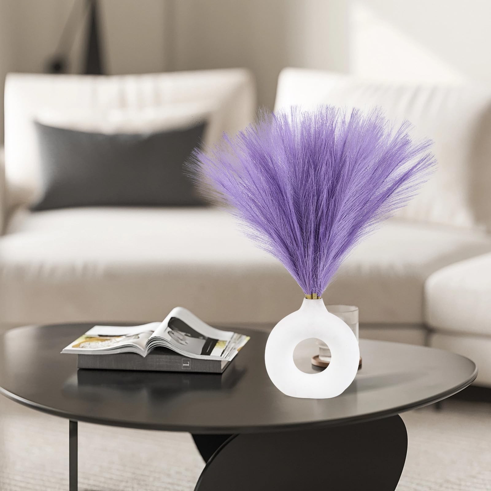 Faux Pampas Grass Decor 17.7 Inch 6pcs, Artificial Pompas Grass Bulk Artifici…