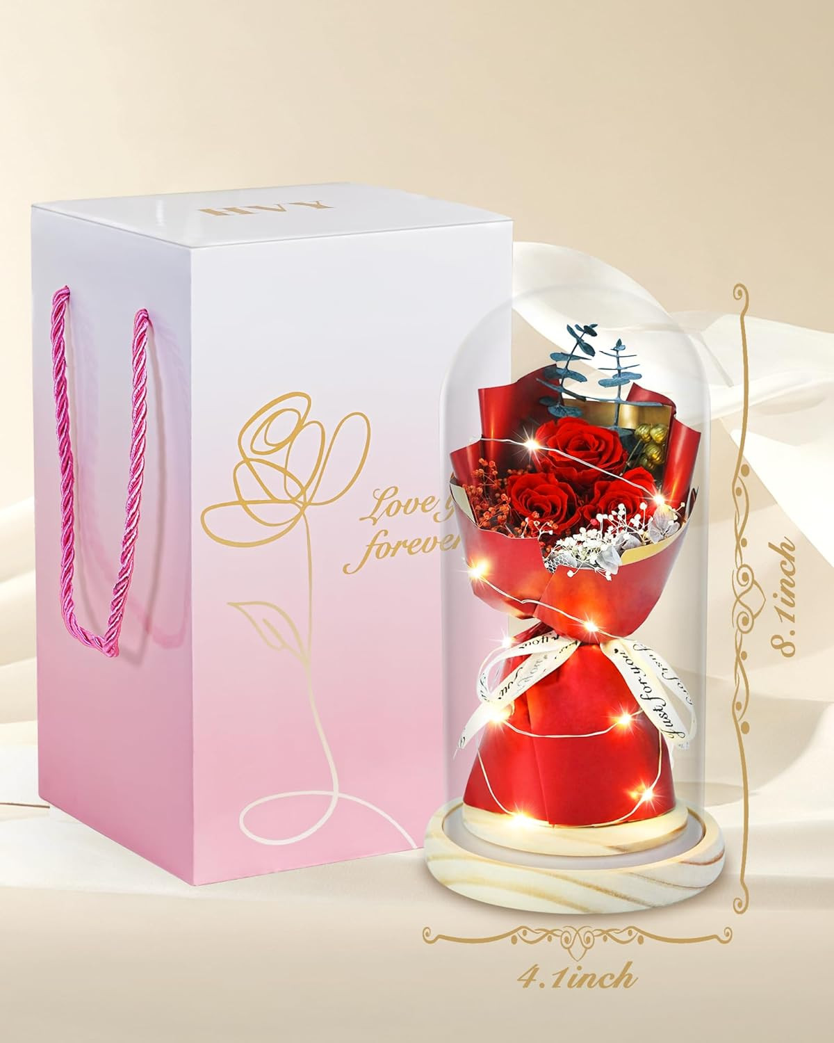 Preserved Flowers Bouquet for Her,Forever Flowers Fresh Bouquet Mothers Day Birt