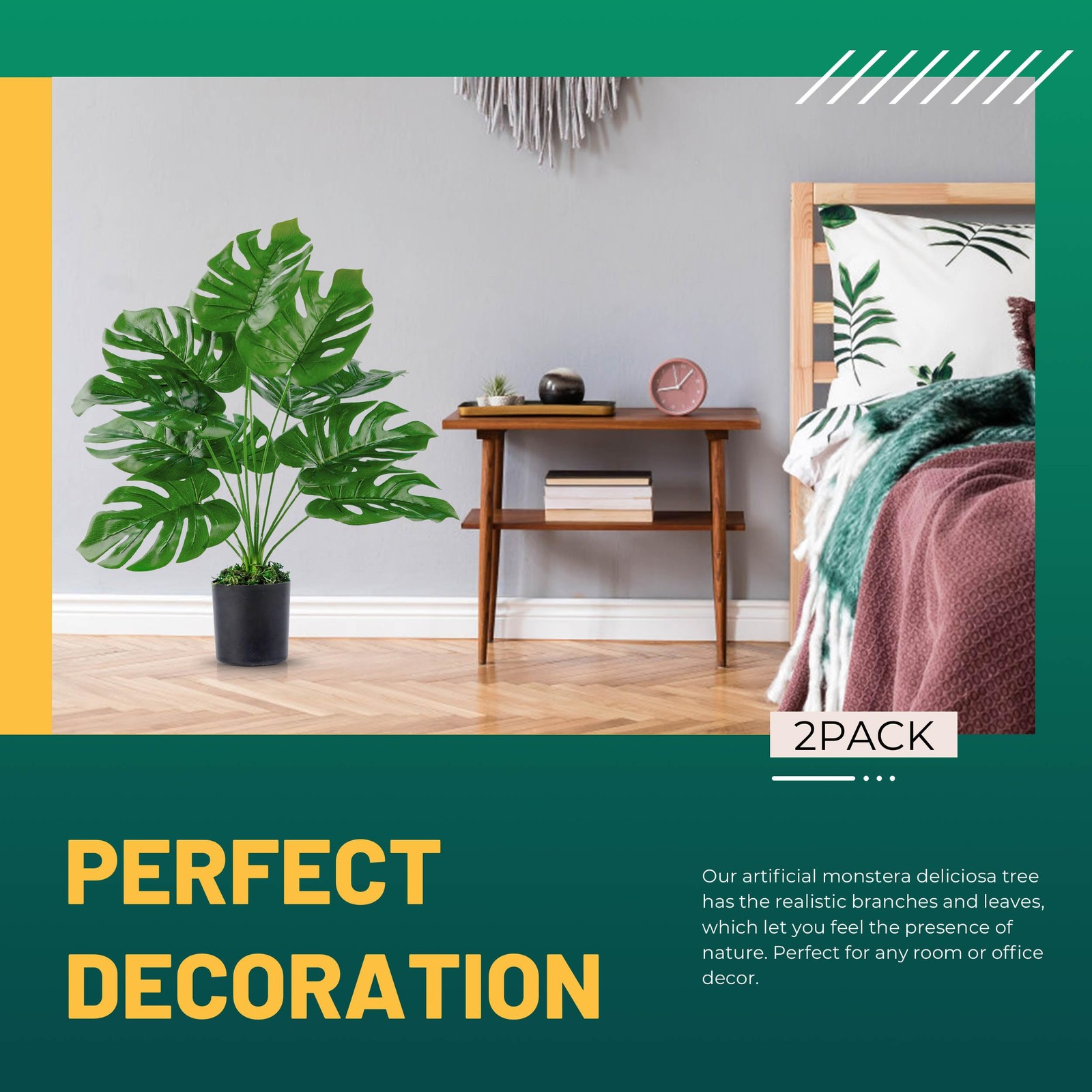 Toopify 28″ 2Pack Large Fake Plants Artificial 28 Inch (Height), Black-28″