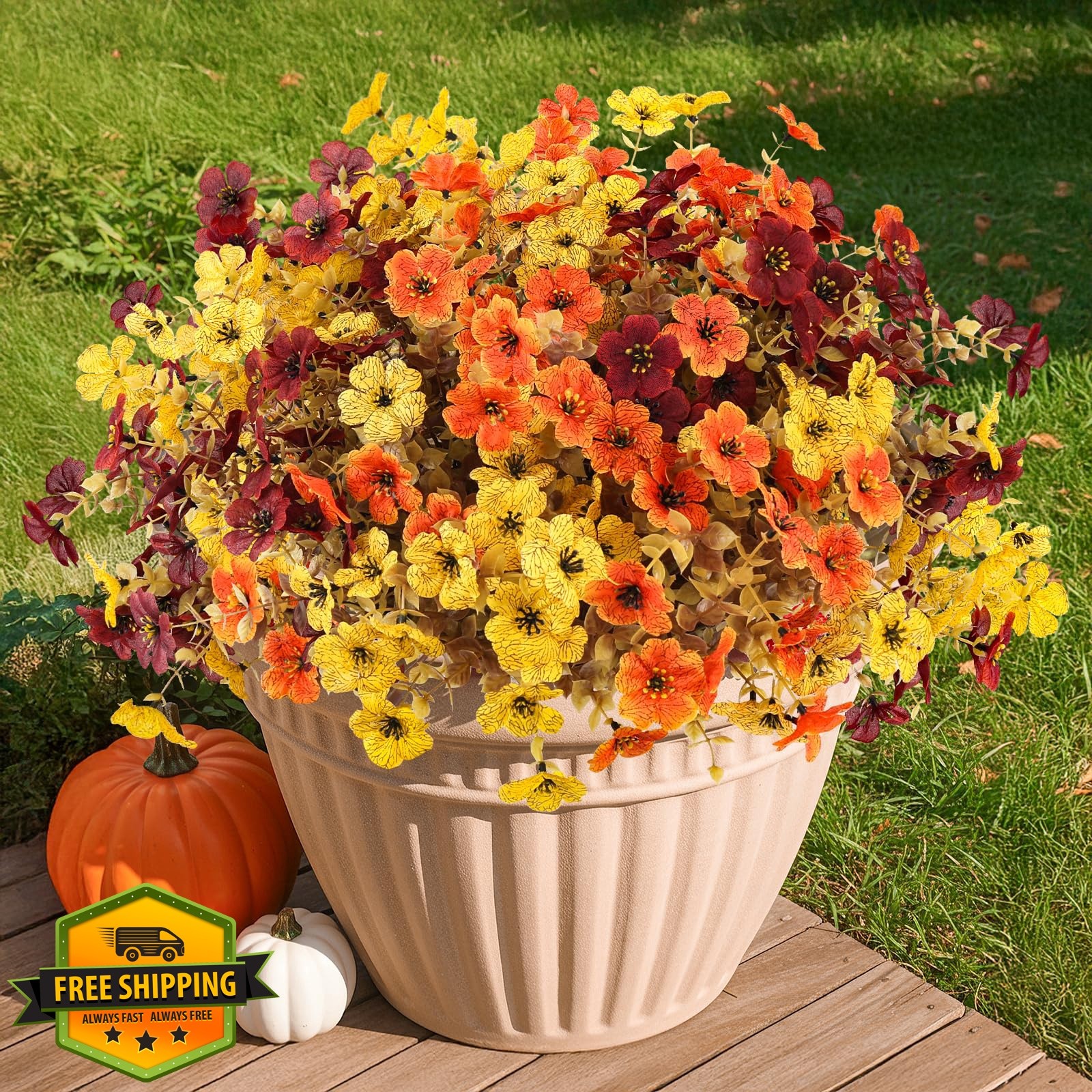 ATTGREAT 12PCS Mum Flowers Mix Orange Yellow Red