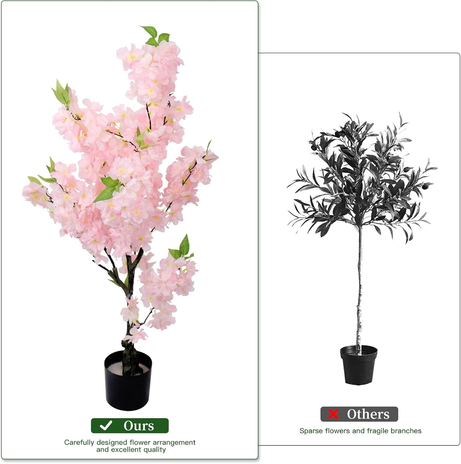 36″ 2 Pack Artificial Cherry Blossom Trees – Faux Pink Sakura Indoor Decor