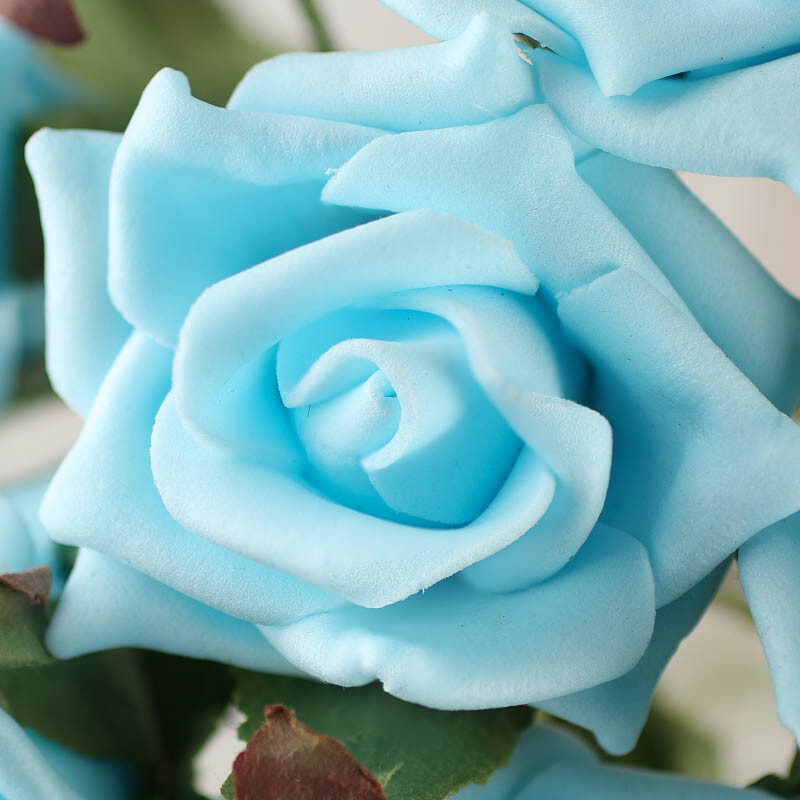 8″ Sky Blue Artificial Rose Decorative Floral Bundle