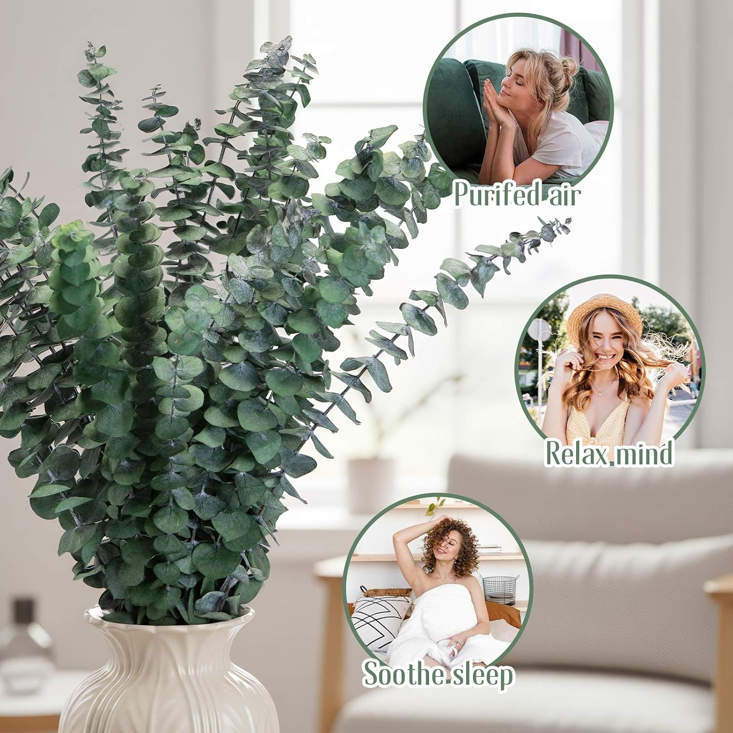 16PCS Preserved Eucalyptus Stems – 17″ Natural Dried Eucalyptus for Shower, Arom