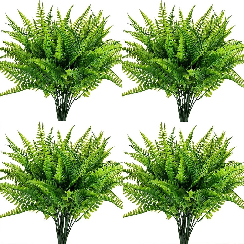 4 pieces Larksilk Large Artificial Fern Plant Silk UV resistant indoor/outdoor