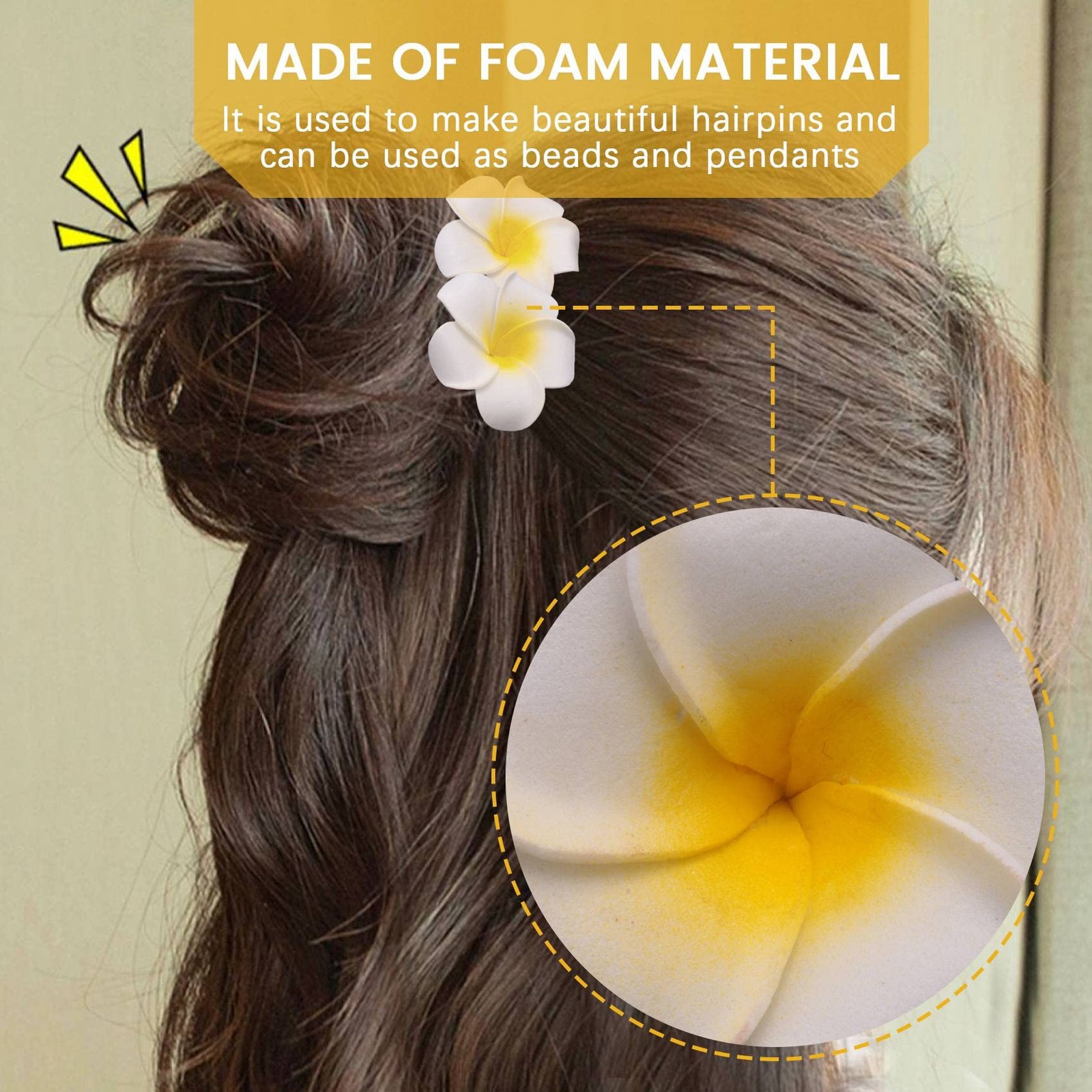100Pcs White Foam Hawaiian Frangipani Artificial Plumeria Flower Petals Cap H…