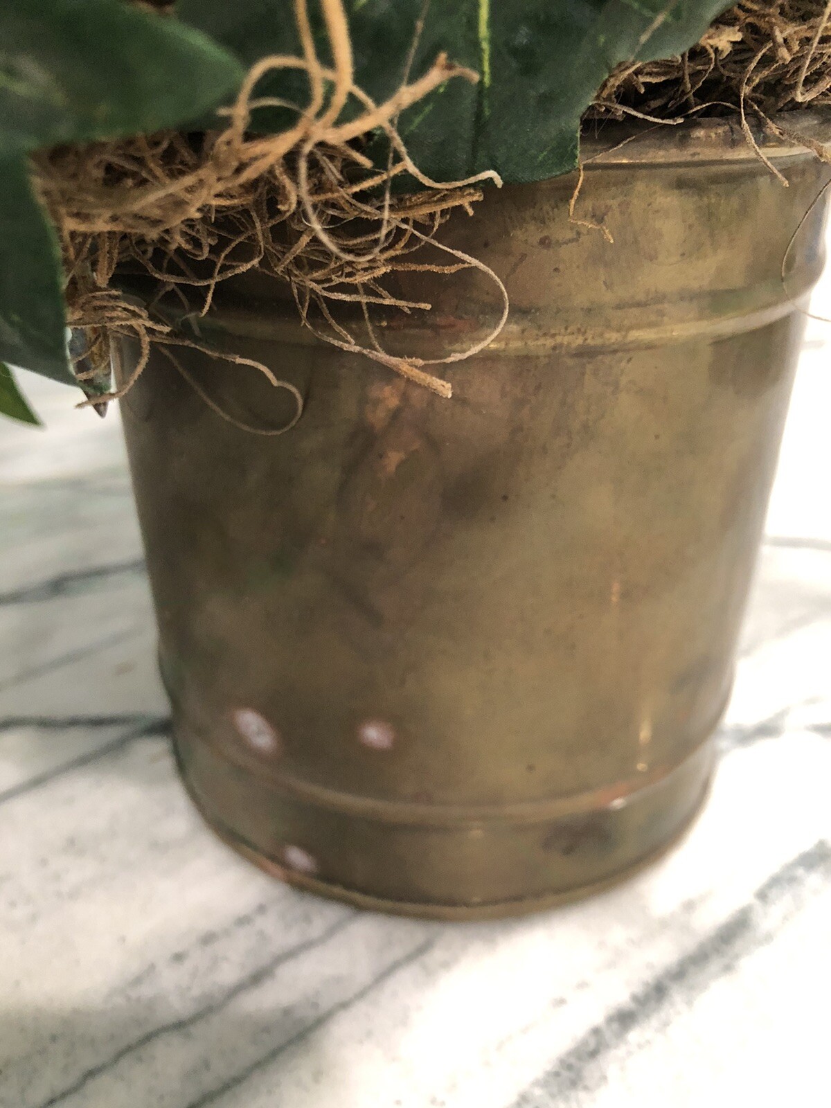 Artificial/Faux Some Floral & Mixed Greenery Arraignment W/Brass Container