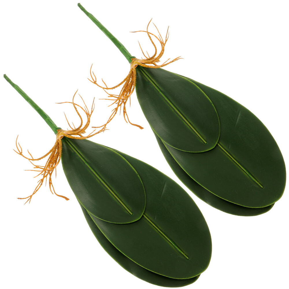 2 Pcs Artificial Plants Orchid Fake Flowers White Simulation Leaves Home Decor