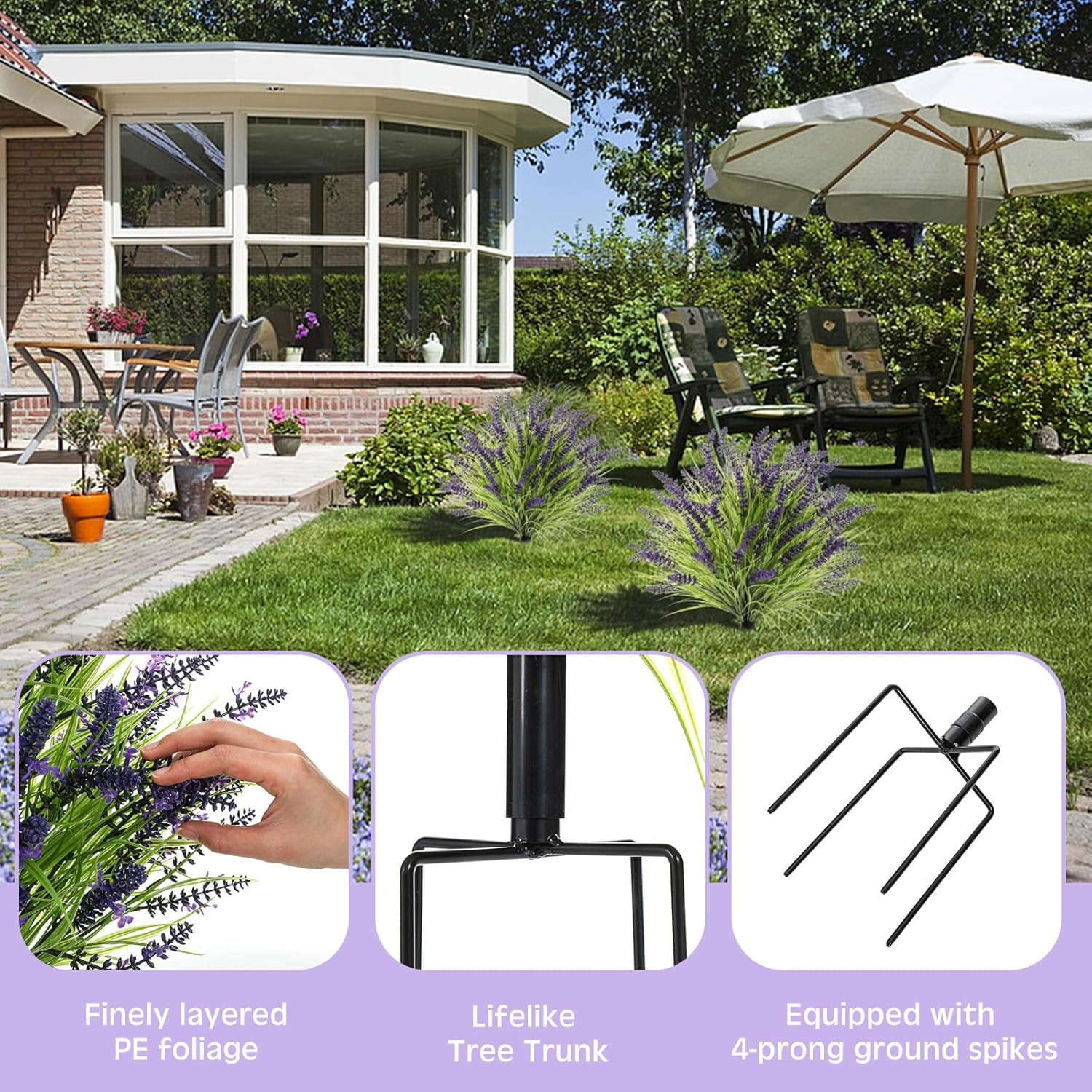 23″ UV Resistant Artificial Lavender Topiary Ball Trees – 2 Pack for Garden Deco