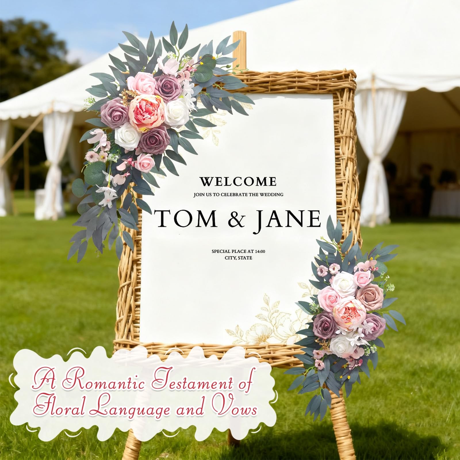 2 Pack Wedding Arch Flowers Artificial Dusty Rose Floral Decor Ceremony Pink
