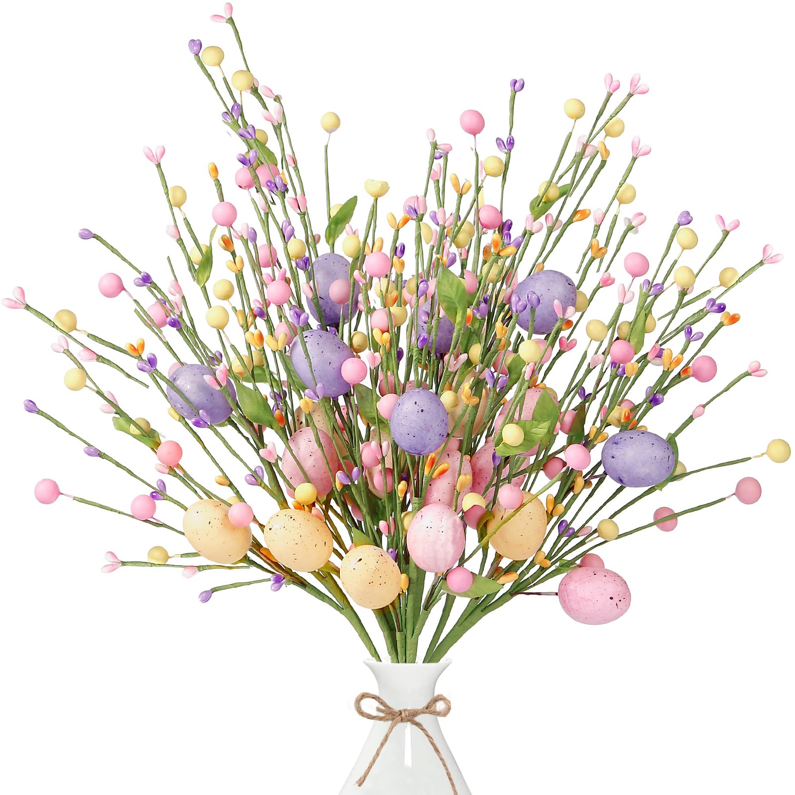 Artificial Easter Stems 6 Pcs Spring Picks with Eggs Colorful Berries Leaves …