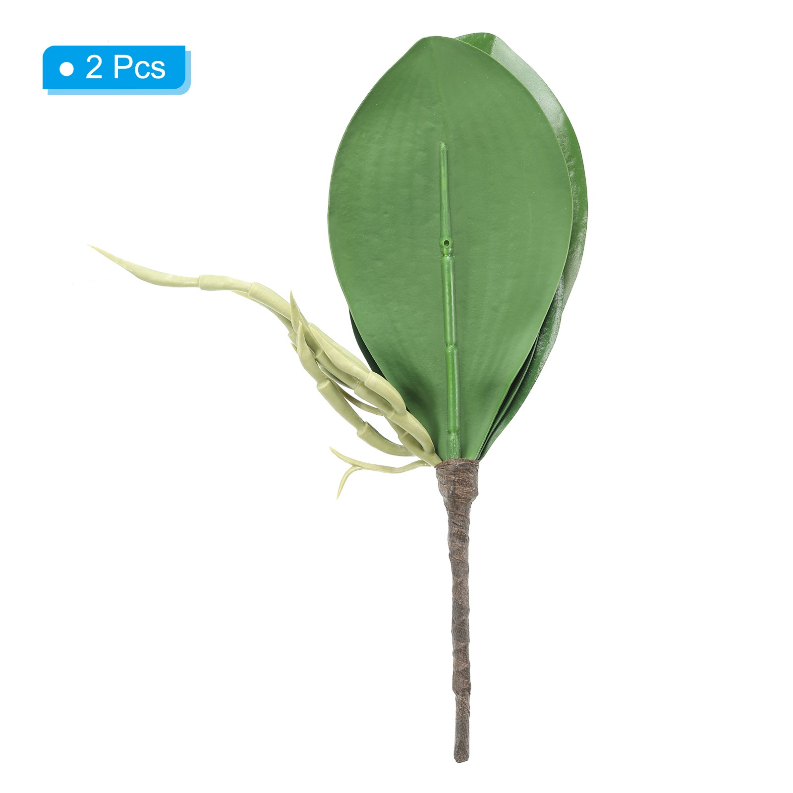 2 Pcs 4.3 Inch Faux Orchid Leaves 5 Petals Artificial Leaf with Stems