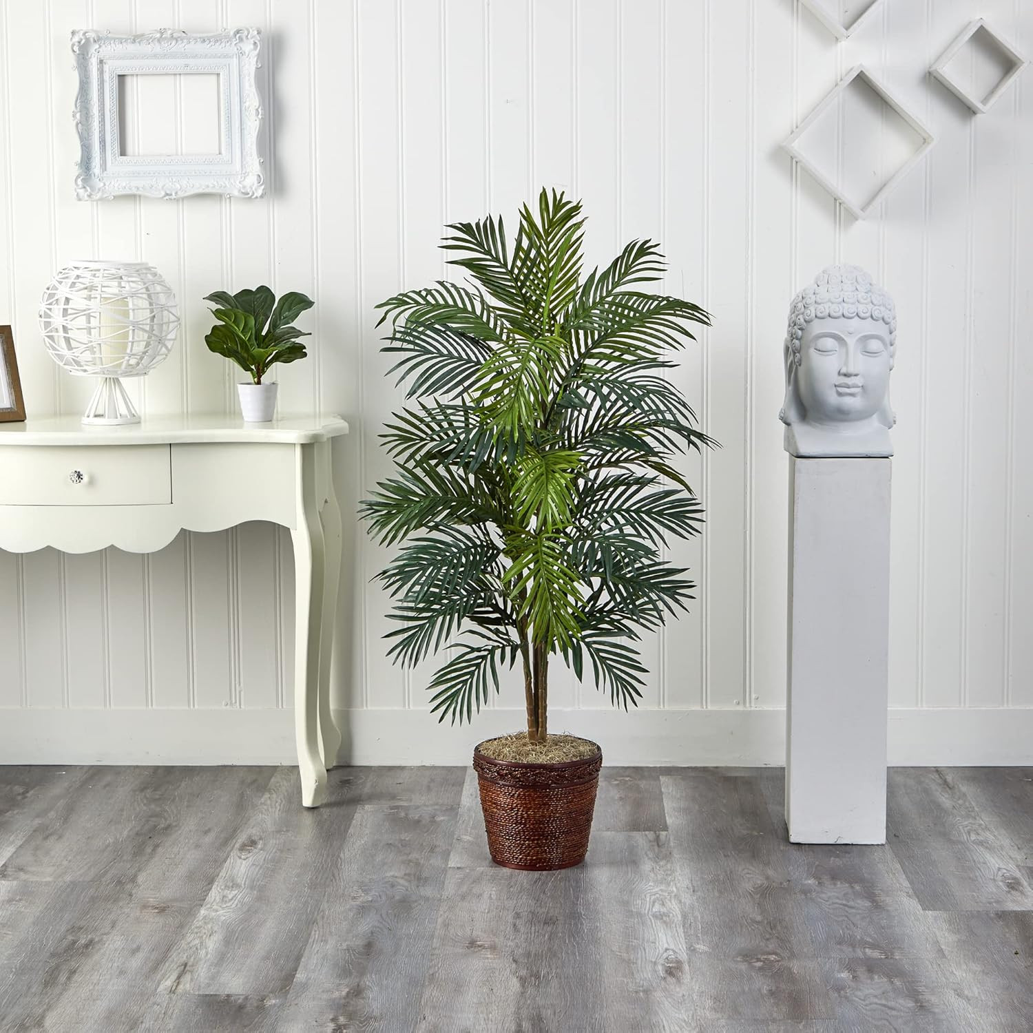 Lifelike 56″ Areca Palm Silk Tree in Decorative Basket – Green Home Decor