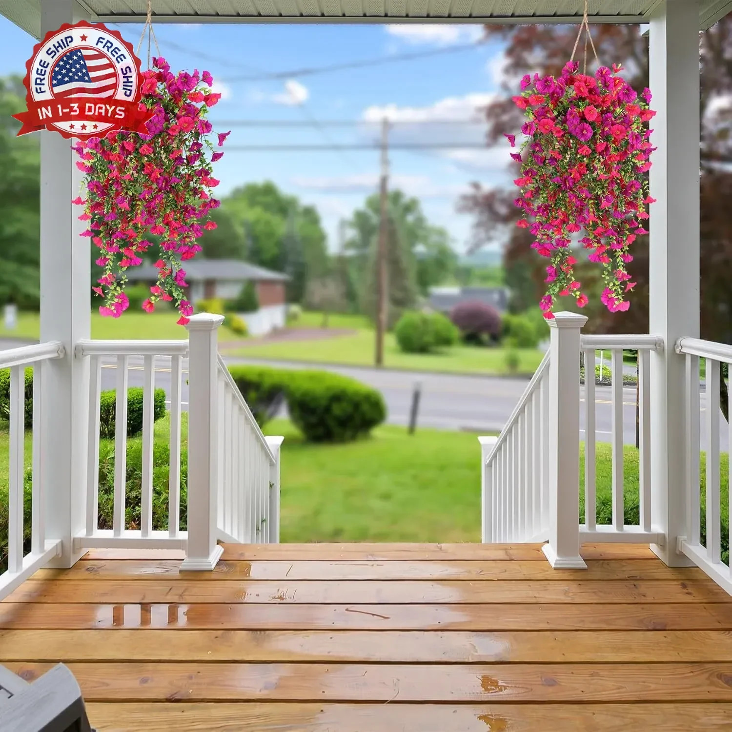 Artificial Fake Hanging Flowers Plants for Outdoor Outside Spring Summer Decorat