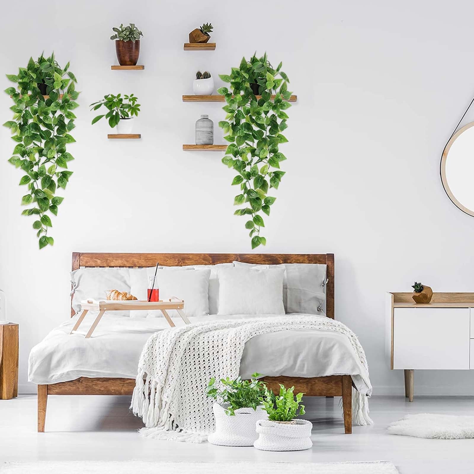 BLEUM CADE 2PCS Fake Hanging Plants Artificial Pothos Vines Indoor Decor (