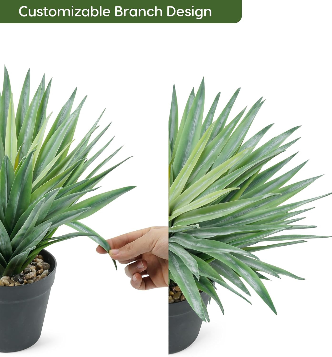 Large Artificial Agave Plant in Pot – 27″ Tall, 126 Leaves