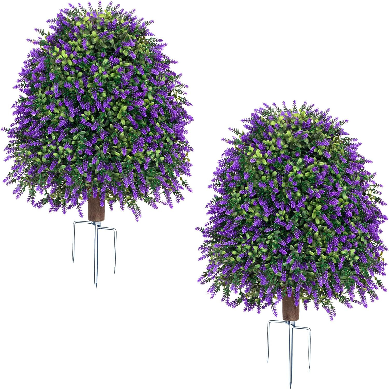 2Pcs 25” UV Resistant Artificial Lavender Topiary Balls for Outdoor Decor