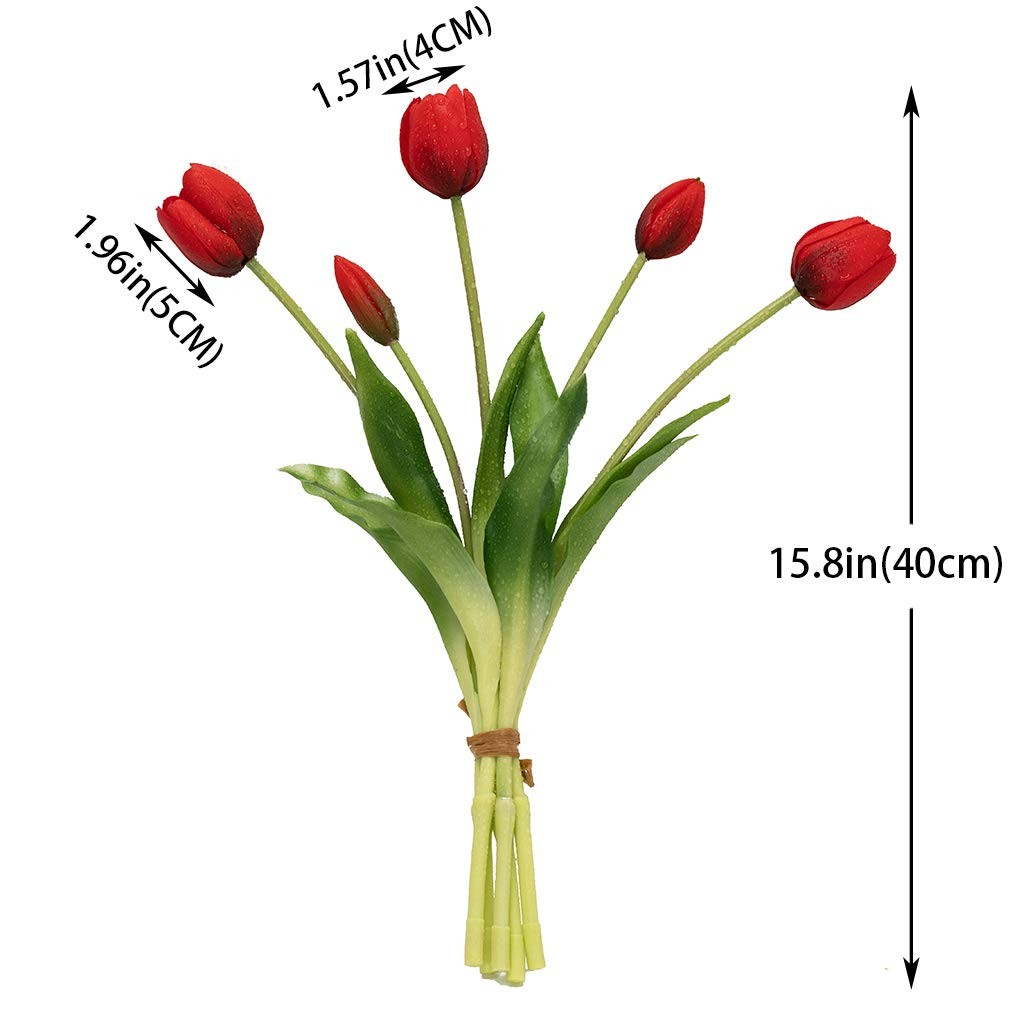 15Pcs Artificial Tulips Flowers, Soft Touch Realistic Latex Tulips Bouquet fo…