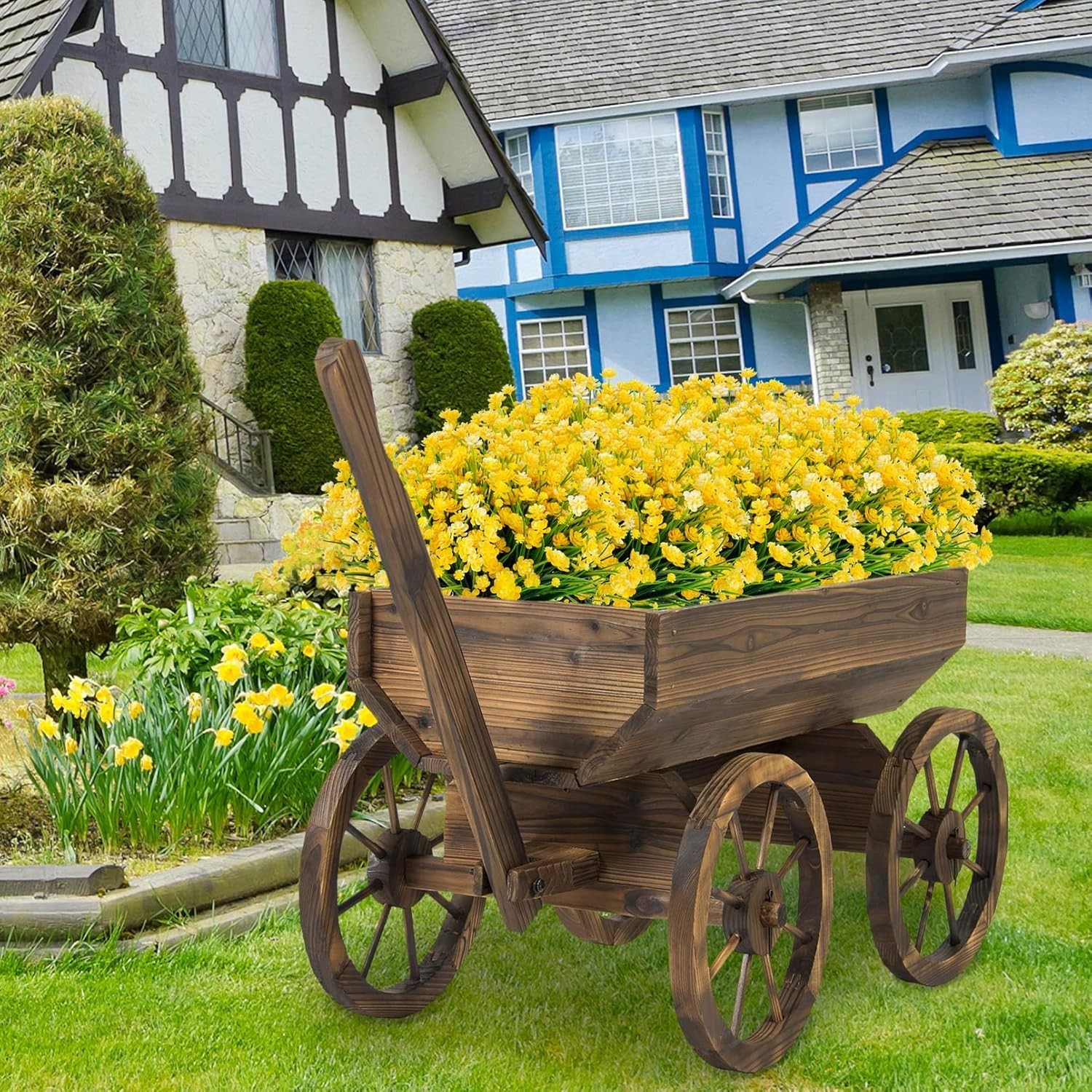 Elegant Yellow Artificial Flowers: 12 UV Resistant Bundles for Charming Spaces