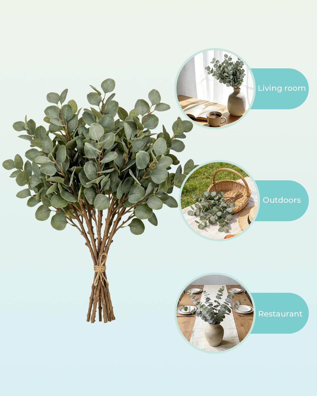 27 Inch 12 Pcs Eucalyptus Branches Artificial Greenery Stems Bulk Fake Plants…