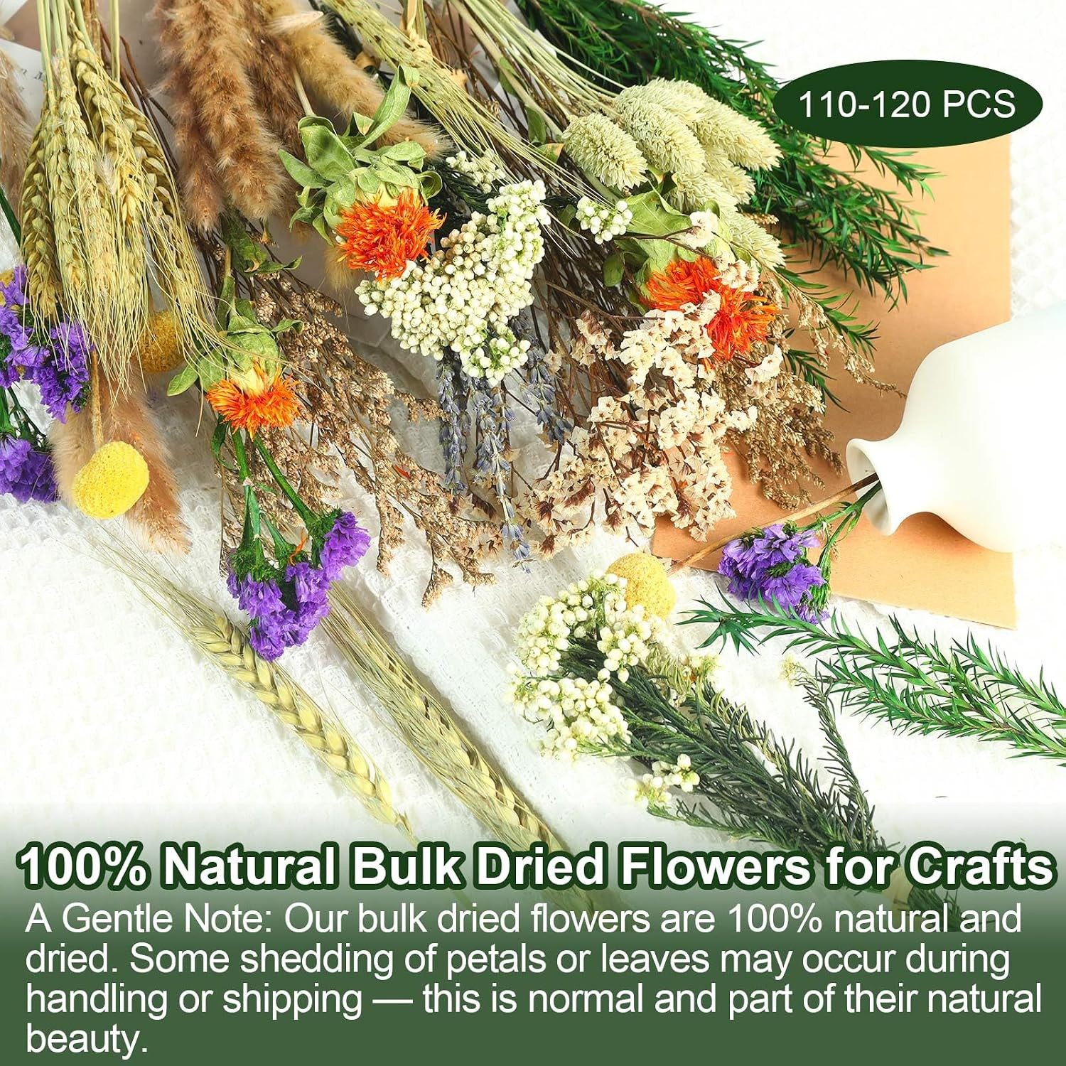 13 Kinds Mini Dried Flower Bouquet, 5-8″ Boho Brown for Crafts, Vase Filler | Na