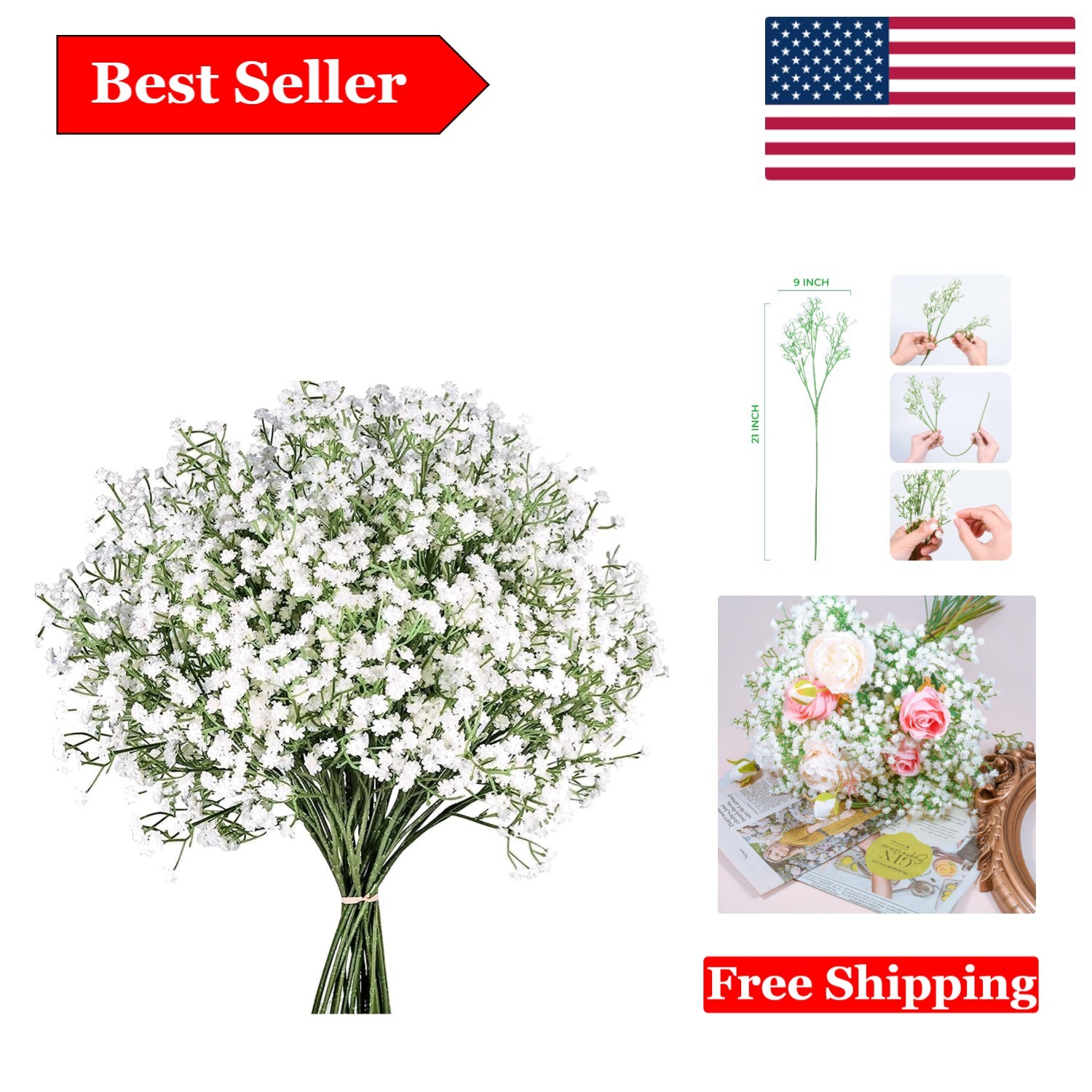 Elegant Baby’s Breath Artificial Flowers – 12 Pack for Wedding & Home Decor