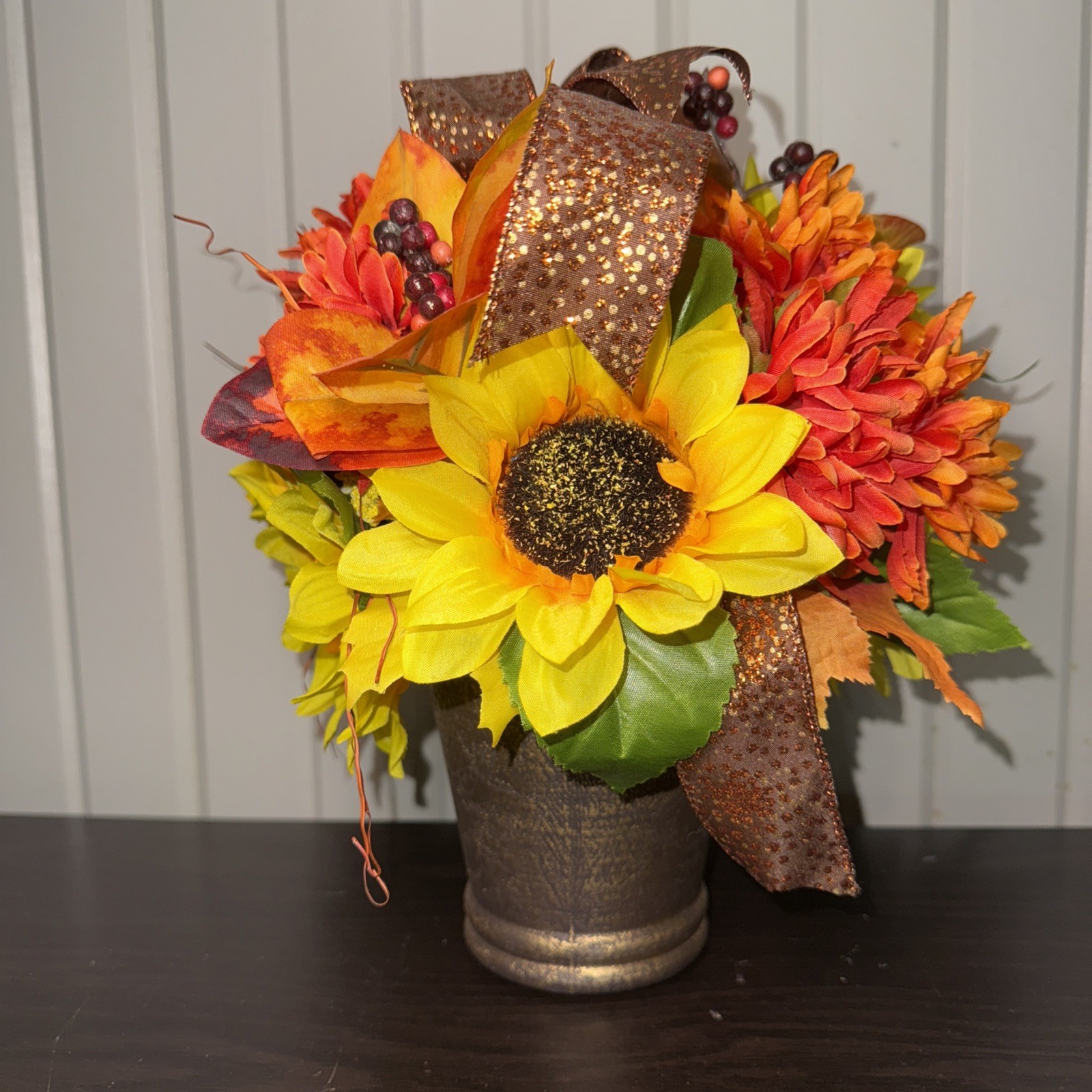 Fall Decor Table Piece Autumn Thanksgiving Artificial Floral Arrangement 12”