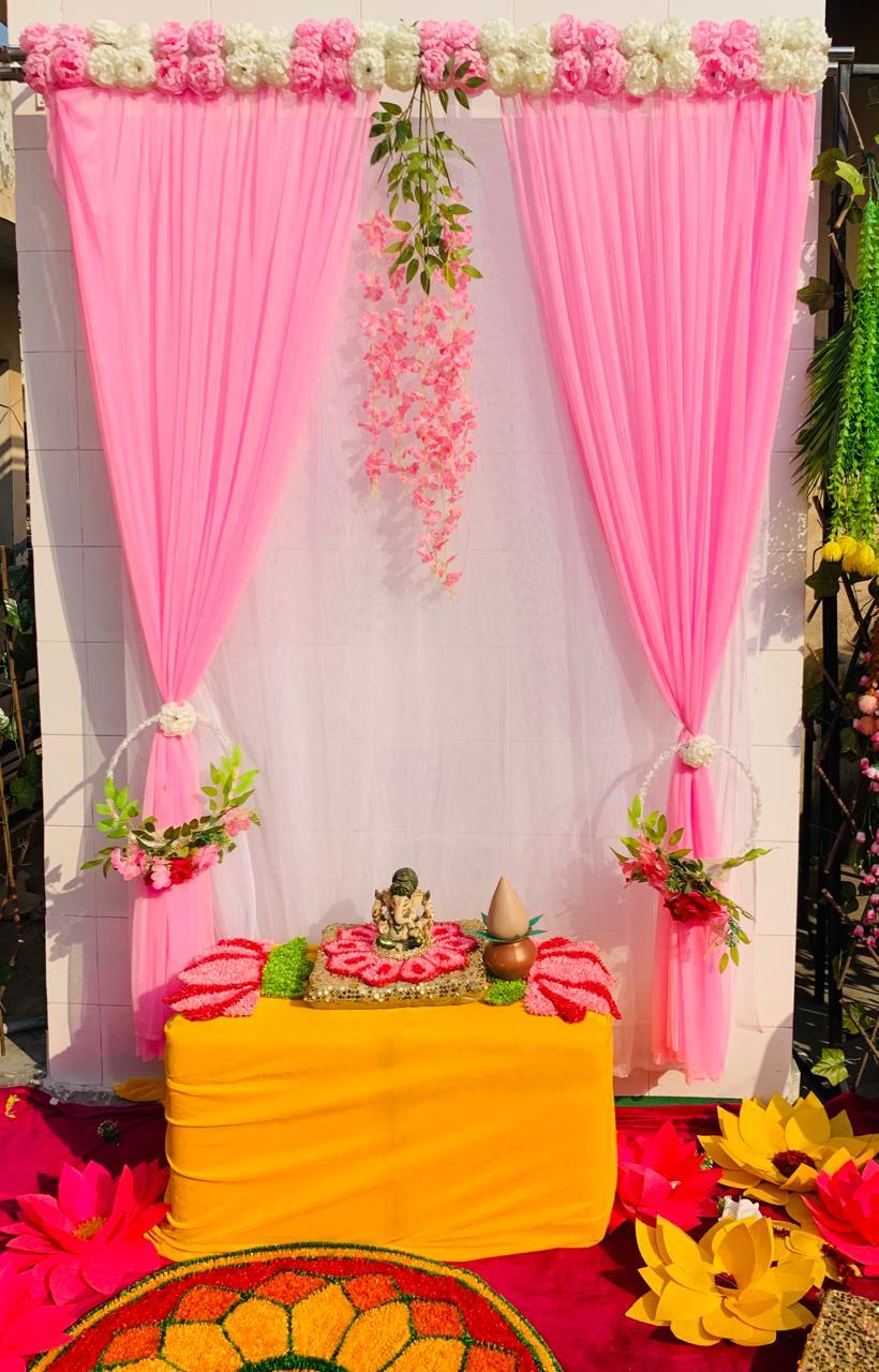 Pink White Backdrop Curtain For Decoration Stage Backdrop NIkha Photo Prop Decor