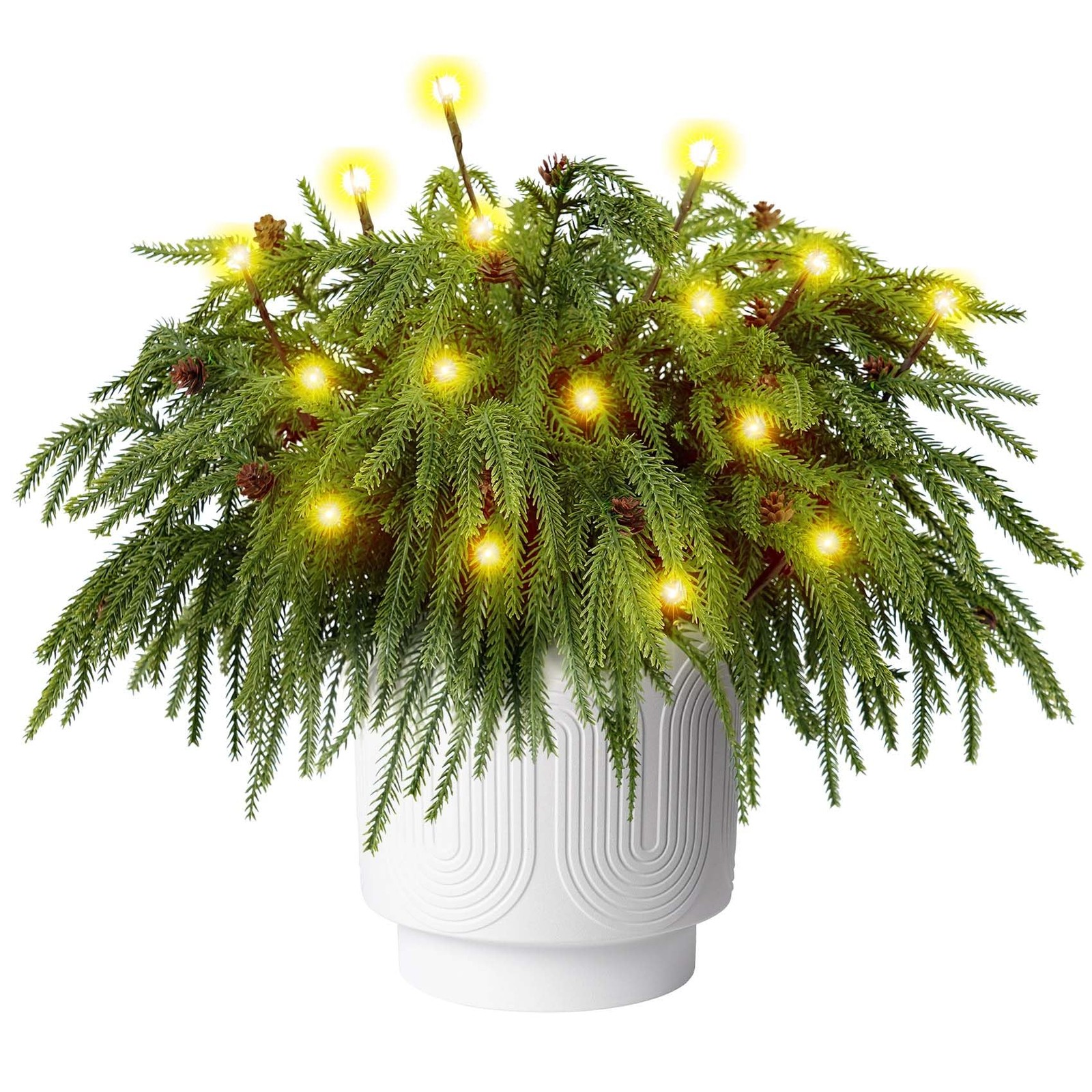 12 Pcs Christmas Norfolk Pine Branches with Branch Lights – 18″ Norfolk Pine …